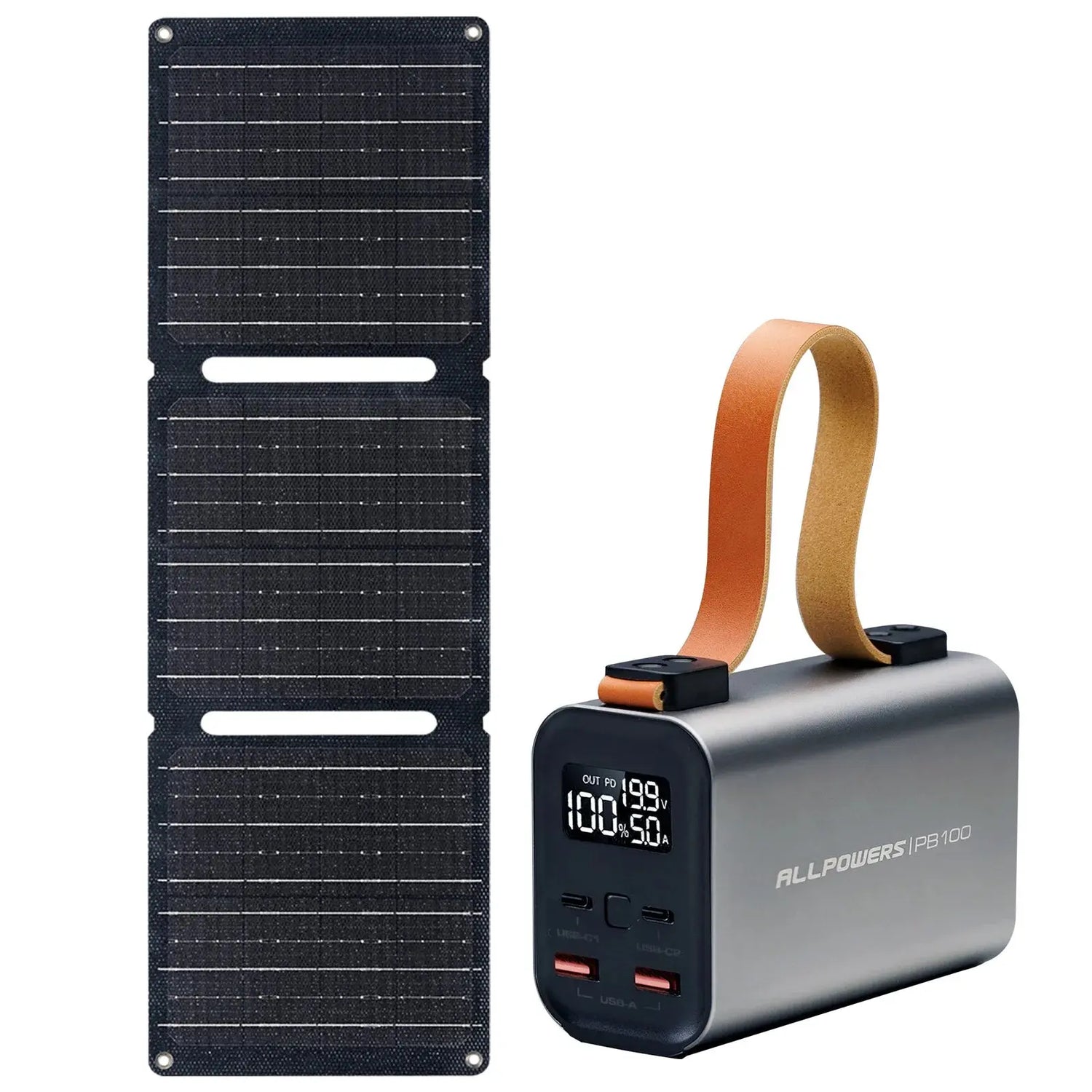 ALLPOWERS batterie externe PB 100W charge rapide Powerbank avec panneau solaire 21W chargeur de batterie