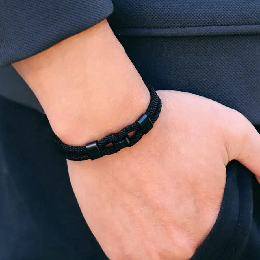 Bracelet Élégant pour Hommes avec Nœud Marin - Acier Inoxydable Durable - Survie Shop