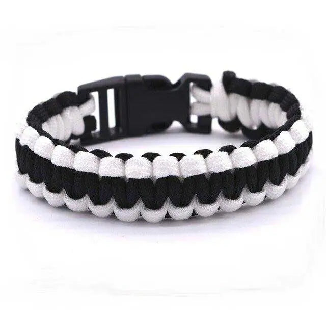 Bracelet Paracorde 2 Couleurs (Noir & Blanc) - Survie Shop