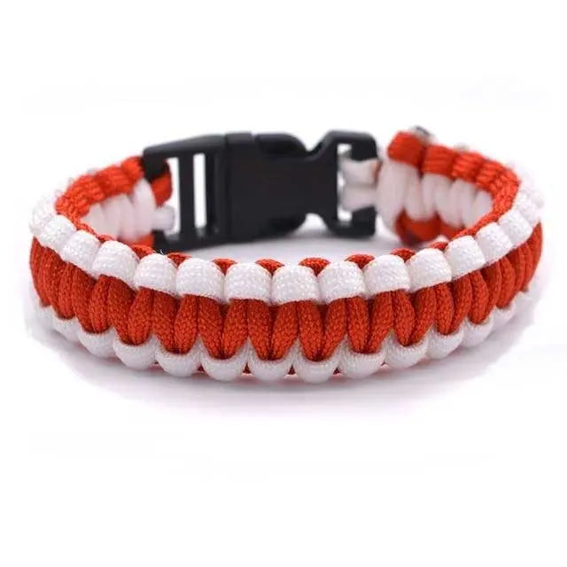 Bracelet Paracorde 2 Couleurs (Rouge & Blanc) - Survie Shop
