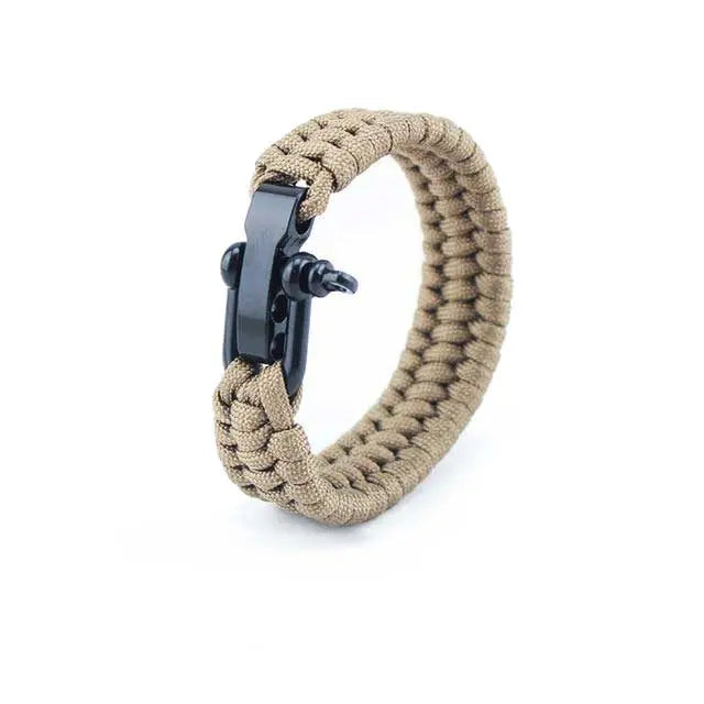Bracelet Paracorde Cobra Avec Manille - Beige - Survie Shop