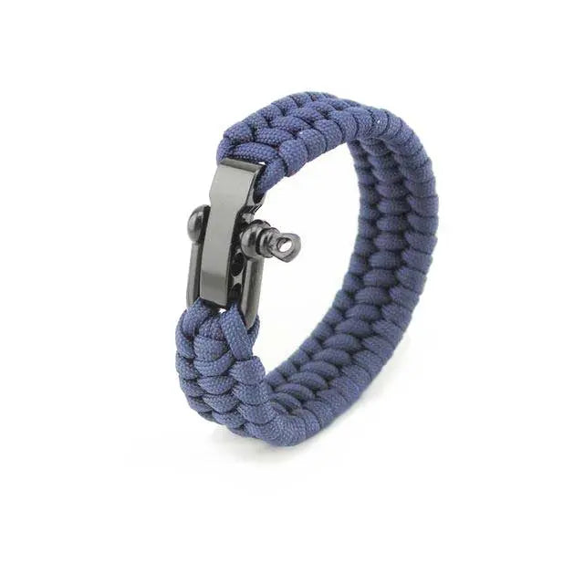 Bracelet Paracorde Cobra Avec Manille - Bleu - Survie Shop