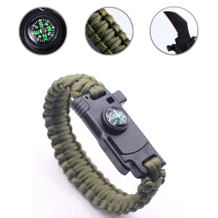 Bracelet Paracorde  Couteau - Vert - Survie Shop