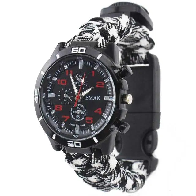 Bracelet Paracorde Montre - Black & White - Survie Shop