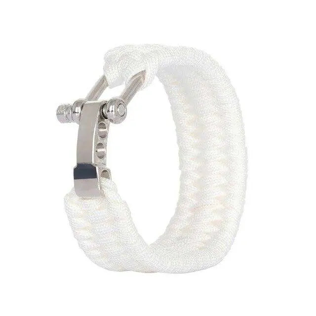 Bracelet Paracorde avec Manille - Blanc - Survie Shop