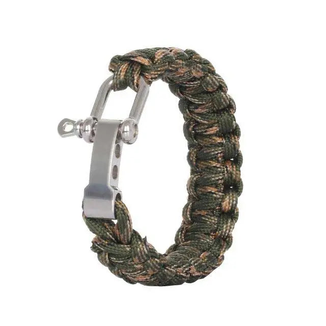 Bracelet Paracorde avec Manille - Camouflage - Survie Shop