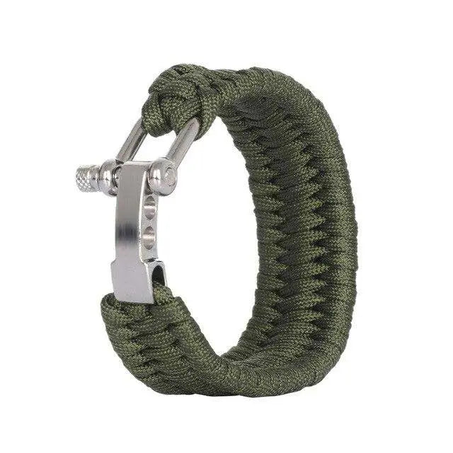 Bracelet Paracorde  avec Manille - Vert - Survie Shop