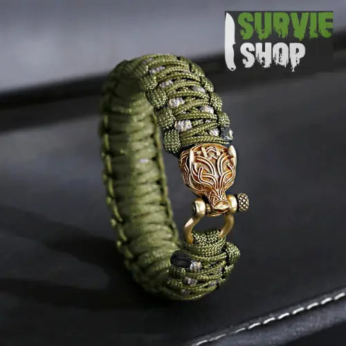 Bracelet Paracorde avec tête de dragon en cuivre vintage Survie Shop
