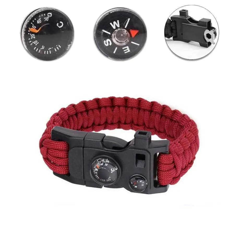 Bracelet Paracorde  de Survie Rouge - Survie Shop
