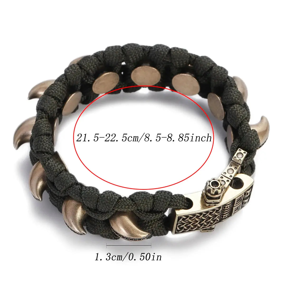 Bracelet Paracorde tressé avec griffe de dragon en zircon - Survie Shop