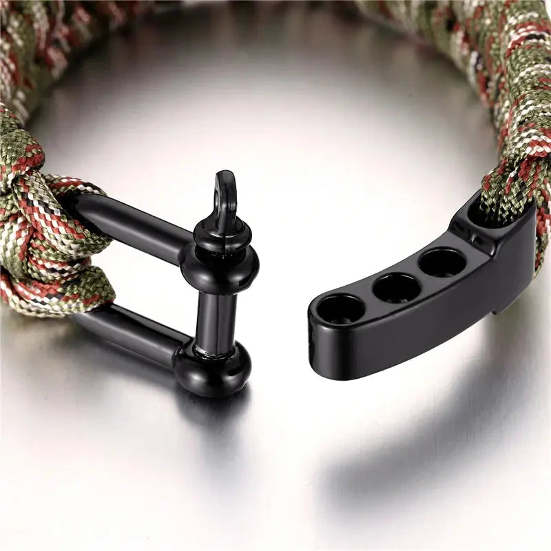 Bracelet de Survie Paracorde Ajustable en Acier Inoxydable - Survie Shop
