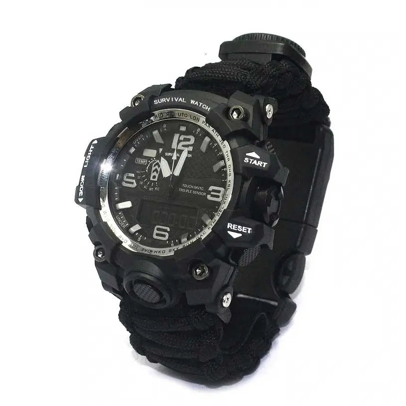 Bracelet de Survie avec Montre - Noir - Survie Shop