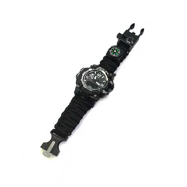 Bracelet de Survie avec Montre - Noir - Survie Shop