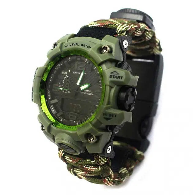 Bracelet de Survie avec Montre Paracorde Camouflage - Survie Shop
