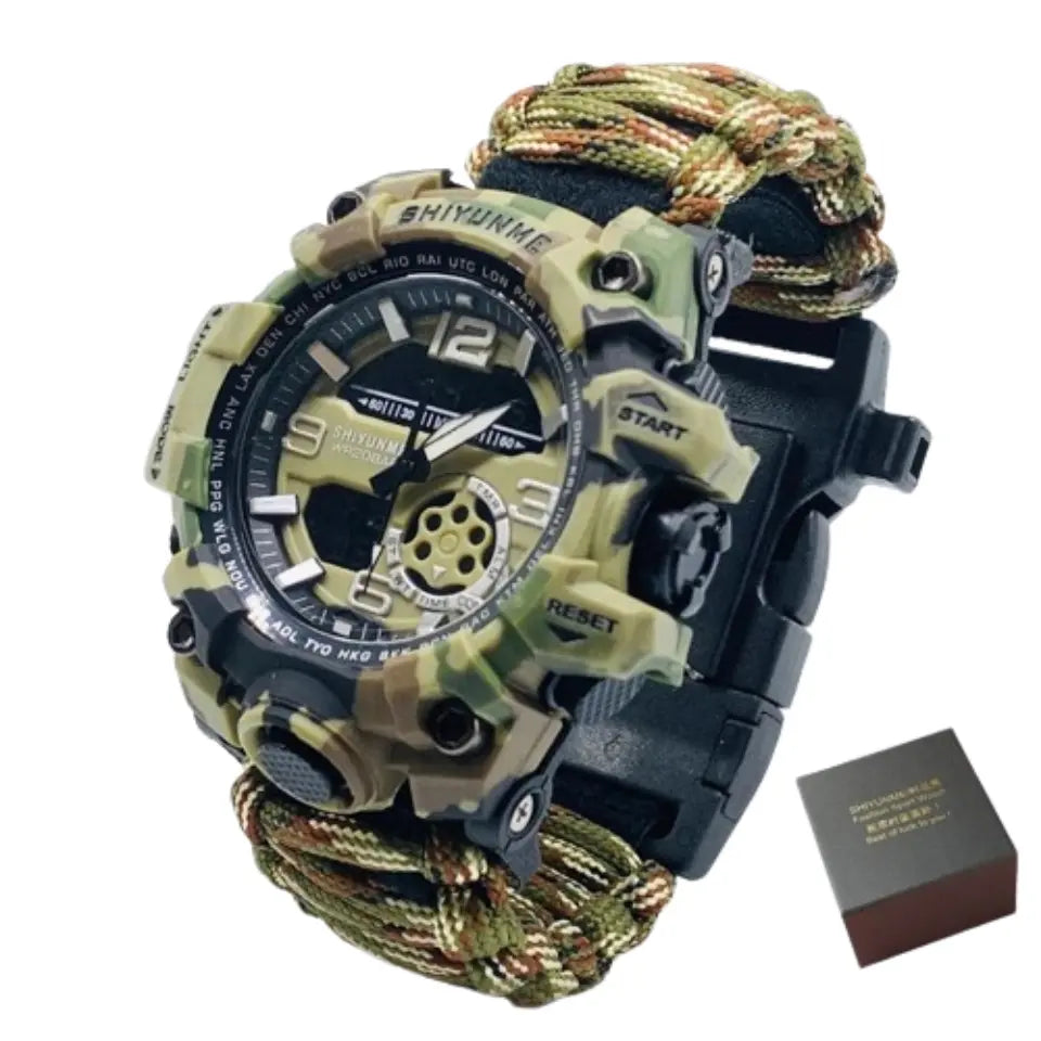 Bracelet de Survie avec montre - Camouflage - Survie Shop