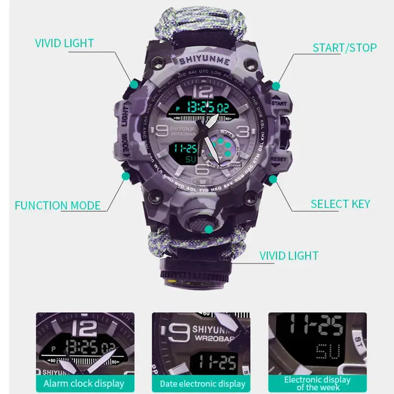 Bracelet de Survie avec montre - Camouflage Survie Shop