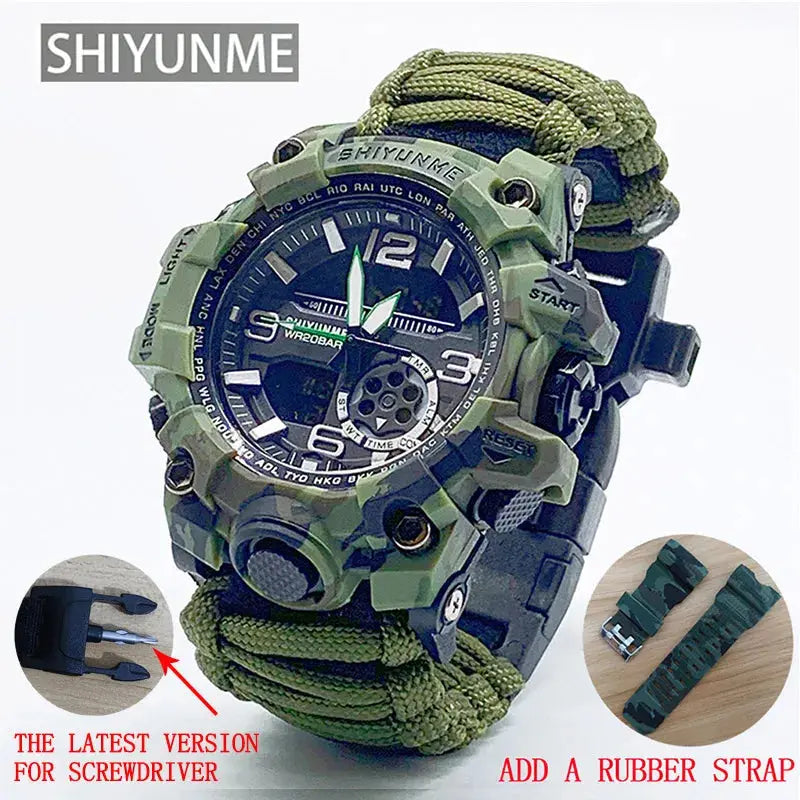 Bracelet de Survie avec montre - Camouflage - Survie Shop