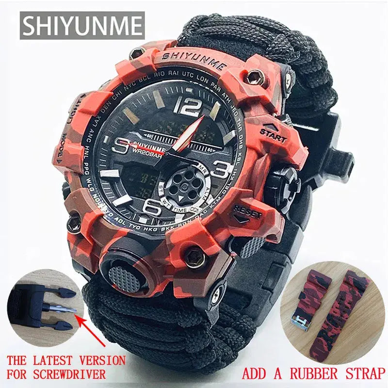 Bracelet de Survie avec montre - Camouflage - Survie Shop