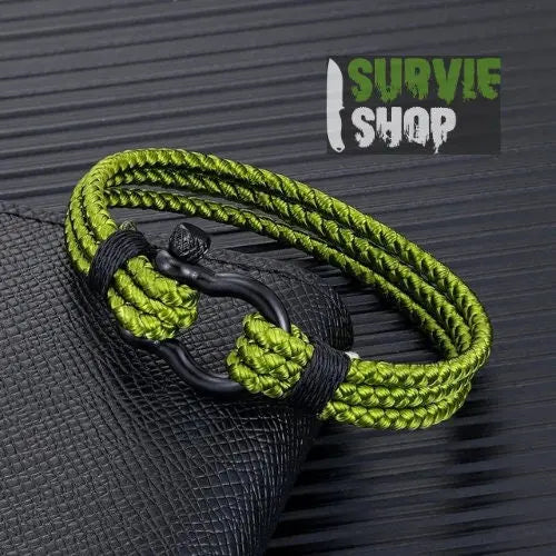 Bracelet en Acier Inoxydable Noir 3 Longueurs - Design Original Manille marine - Survie Shop