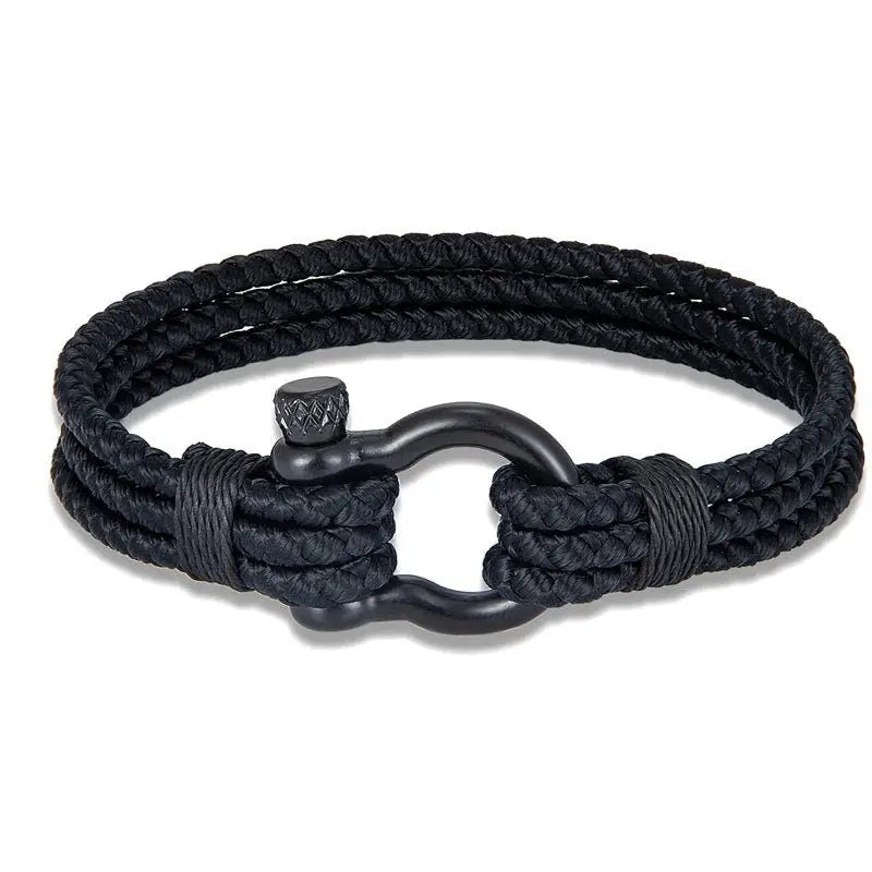 Bracelet en Acier Inoxydable Noir 3 Longueurs - Design Original Manille marine - Survie Shop