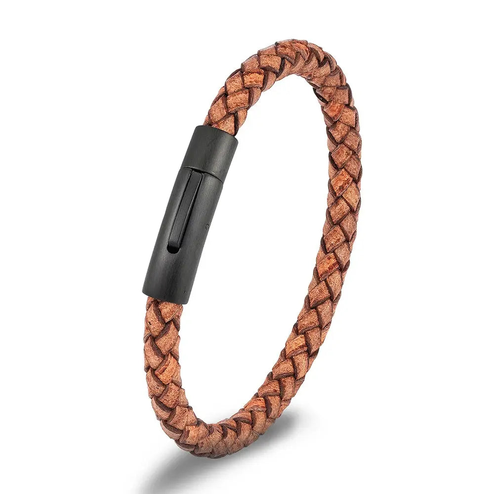 Bracelet en Cuir Tressé Bleu pour Hommes - Survie Shop
