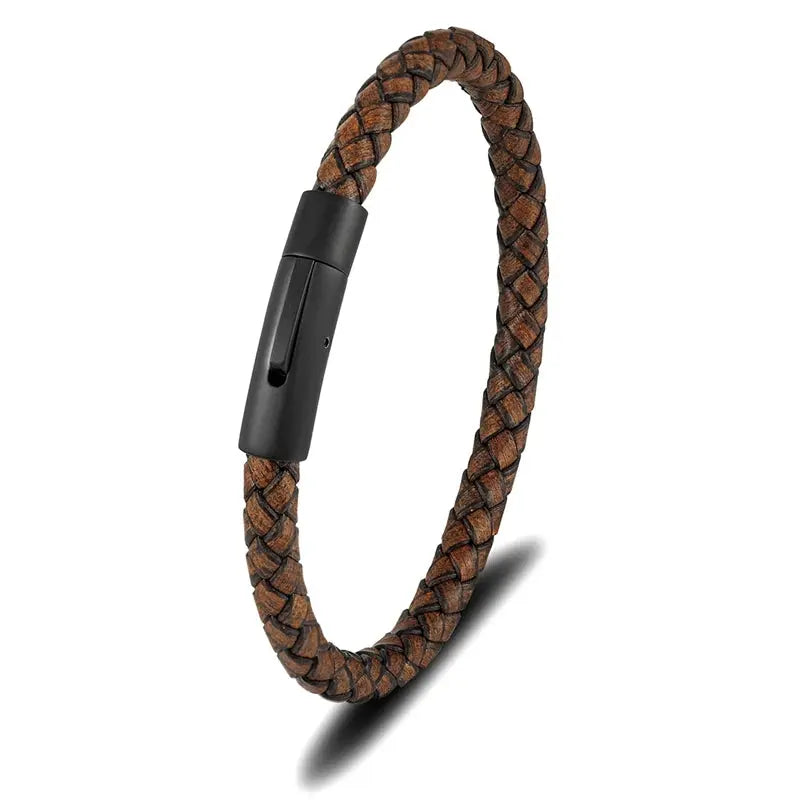 Bracelet en Cuir Tressé Bleu pour Hommes - Survie Shop