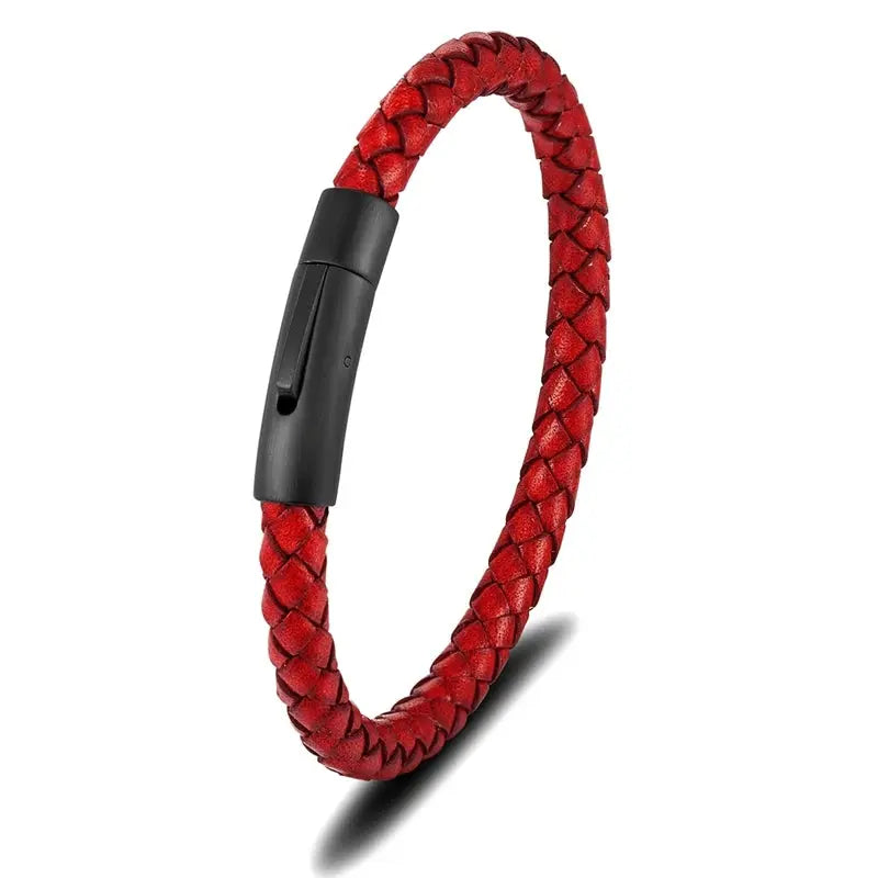 Bracelet en Cuir Tressé Bleu pour Hommes - Survie Shop
