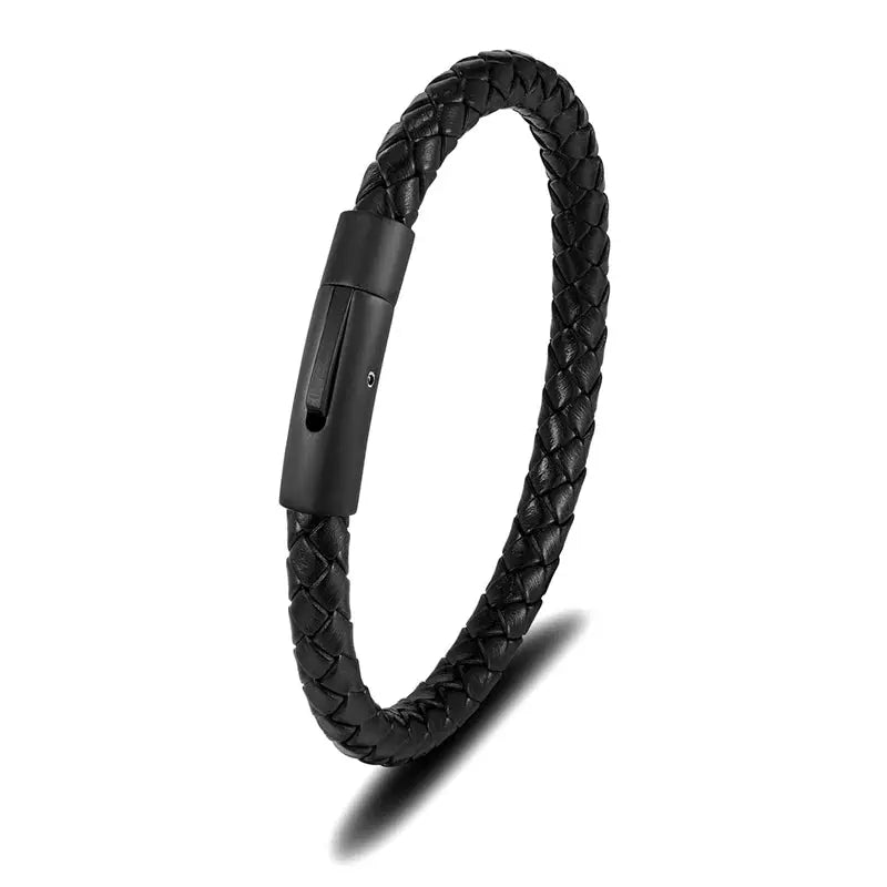 Bracelet en Cuir Tressé Bleu pour Hommes - Survie Shop