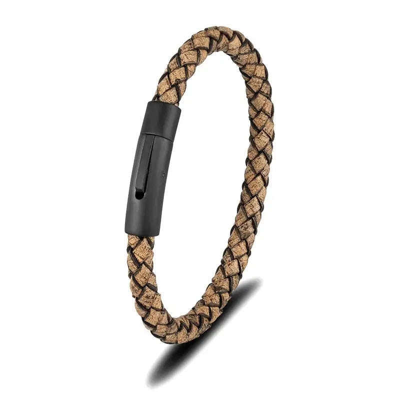 Bracelet en Cuir Tressé Bleu pour Hommes - Survie Shop