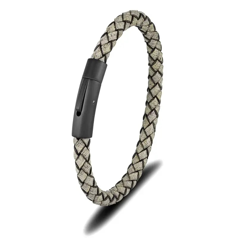 Bracelet en Cuir Tressé Bleu pour Hommes - Survie Shop