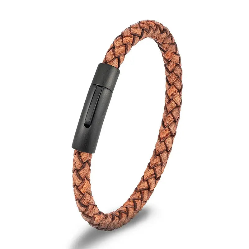 Bracelet en Cuir Tressé Bleu pour Hommes - Survie Shop