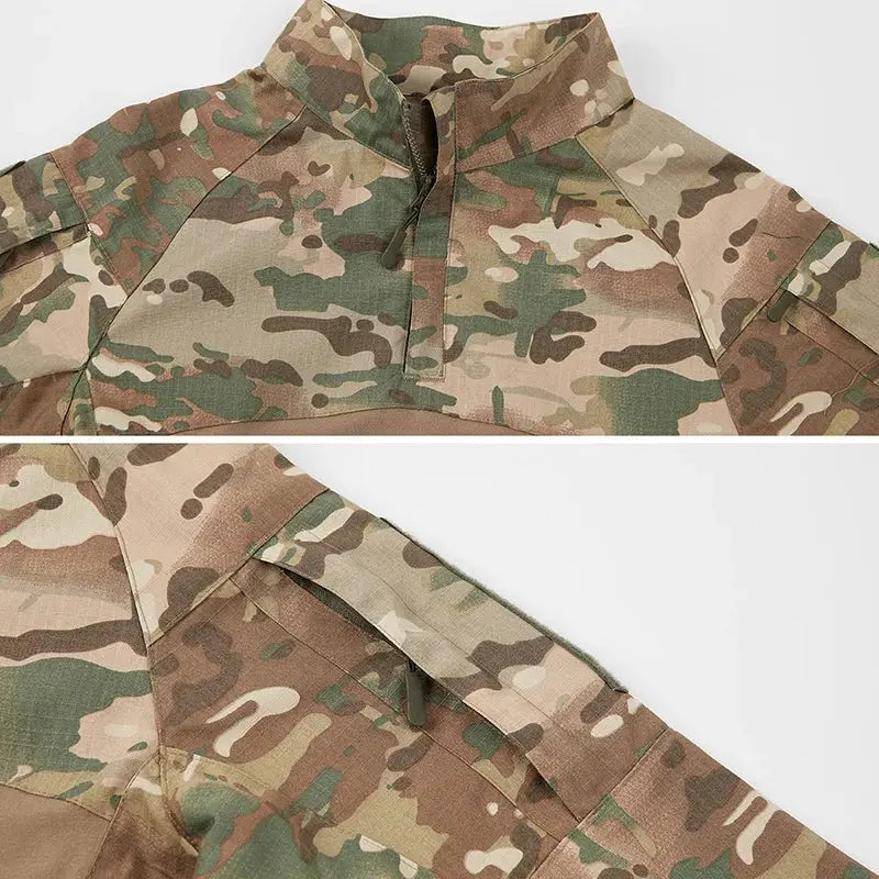 Chemise Tactique Camouflage Militaire à Manches Longues avec Poches - Survie Shop