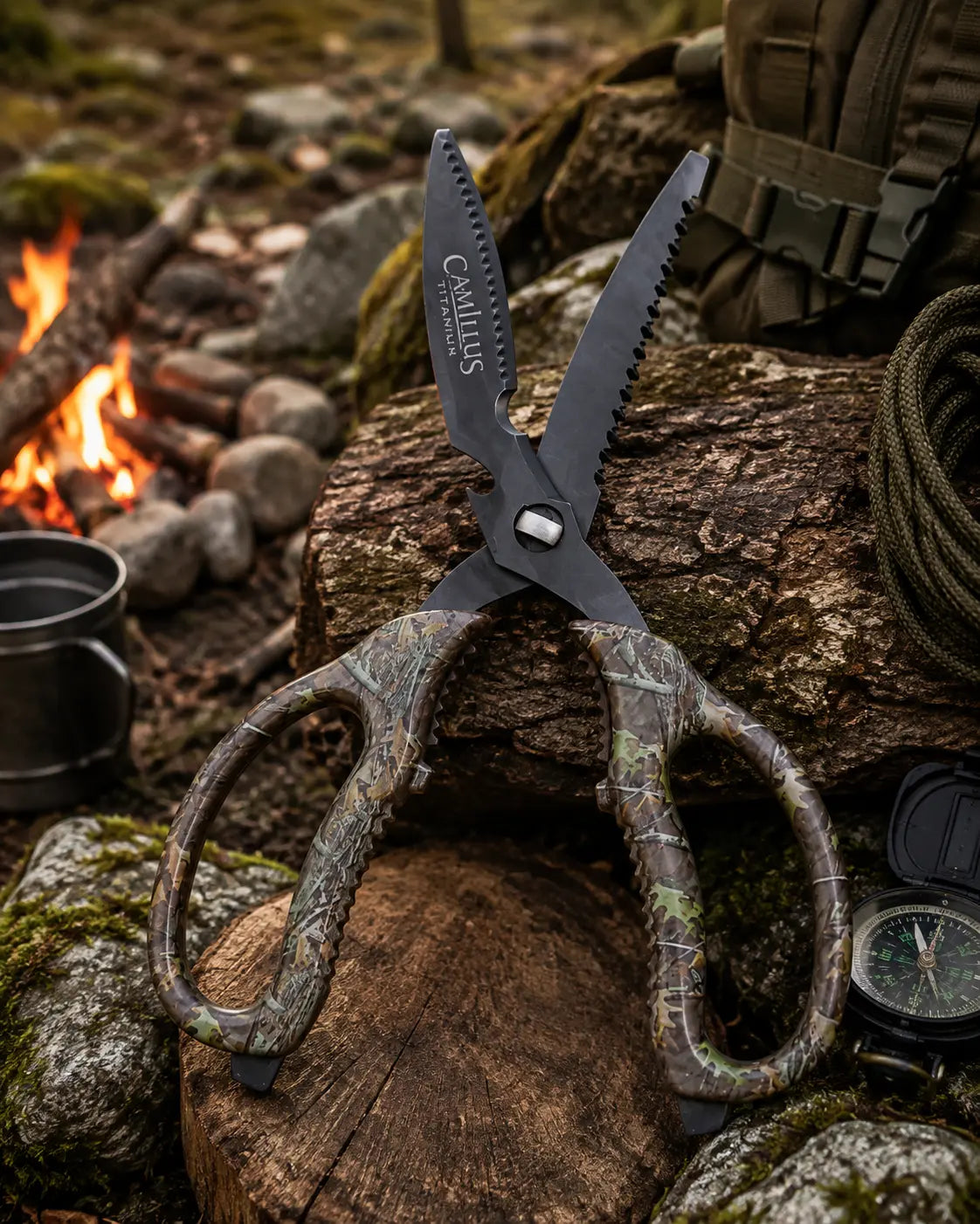 Ciseaux multifonctions outdoor Camillus 8-en-1 – Scie & outils – Camping, chasse, survie