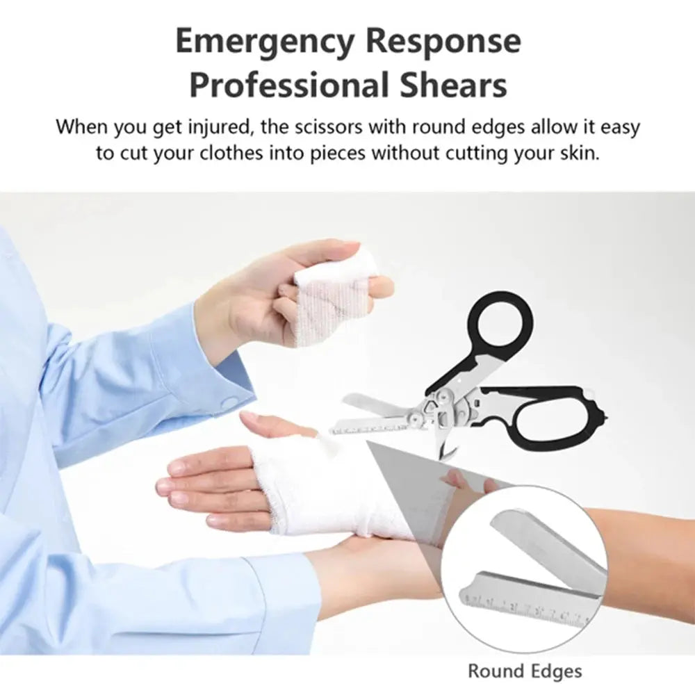 Ciseaux de Premiers Secours Tactiques Pliants Multi-Fonctions - Acier Inoxydable - Survie Shop