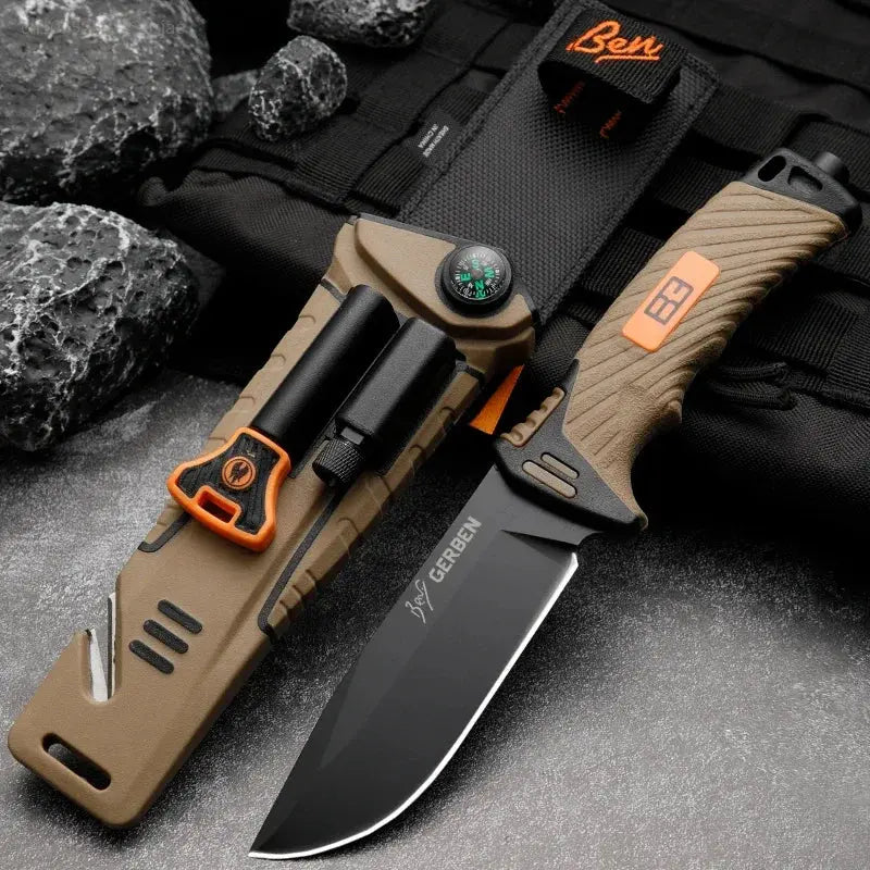 Couteau Bushcraft lame fixe avec Lame Acier Inoxydable 9,8 cm - Survie Shop