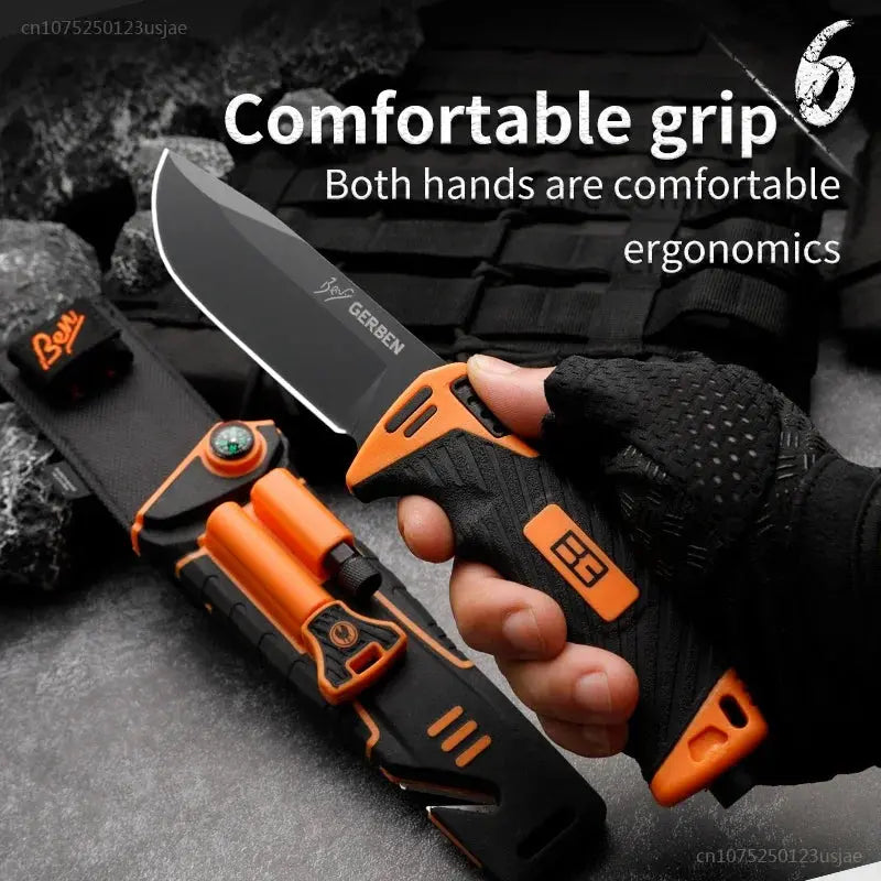 Couteau Bushcraft lame fixe avec Lame Acier Inoxydable 9,8 cm - Survie Shop