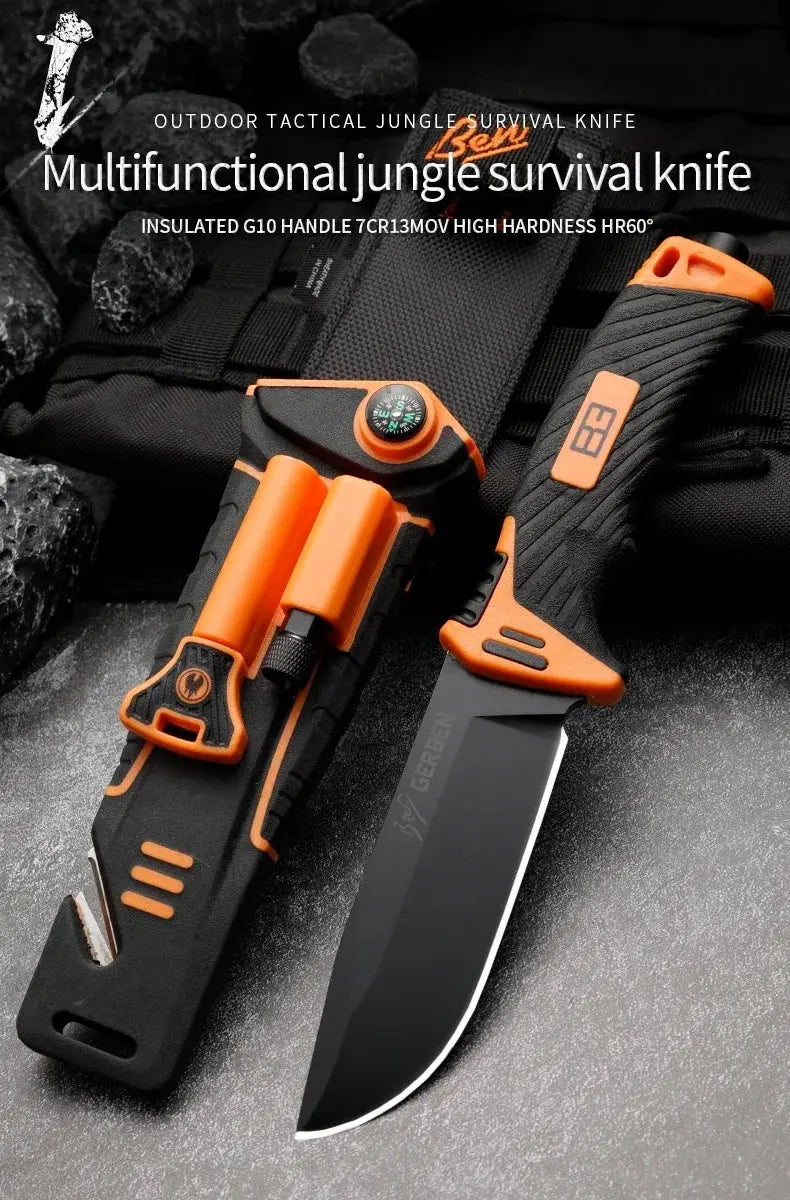 Couteau Bushcraft lame fixe avec Lame Acier Inoxydable 9,8 cm - Survie Shop