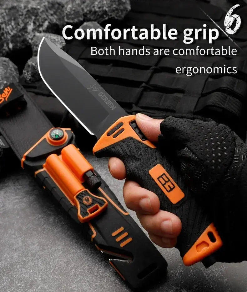 Couteau Bushcraft lame fixe avec Lame Acier Inoxydable 9,8 cm - Survie Shop