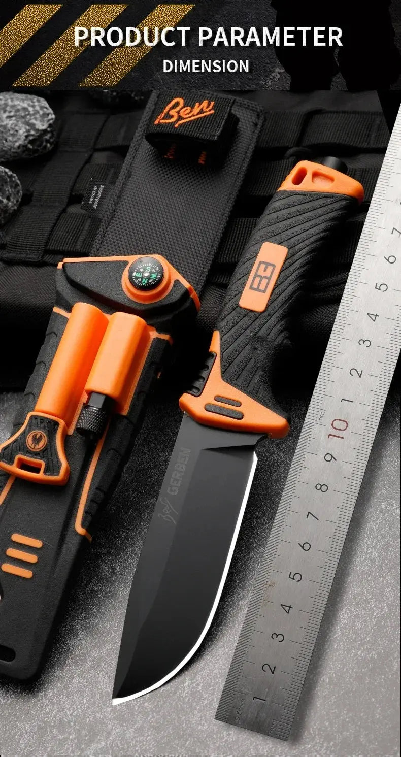 Couteau Bushcraft lame fixe avec Lame Acier Inoxydable 9,8 cm - Survie Shop