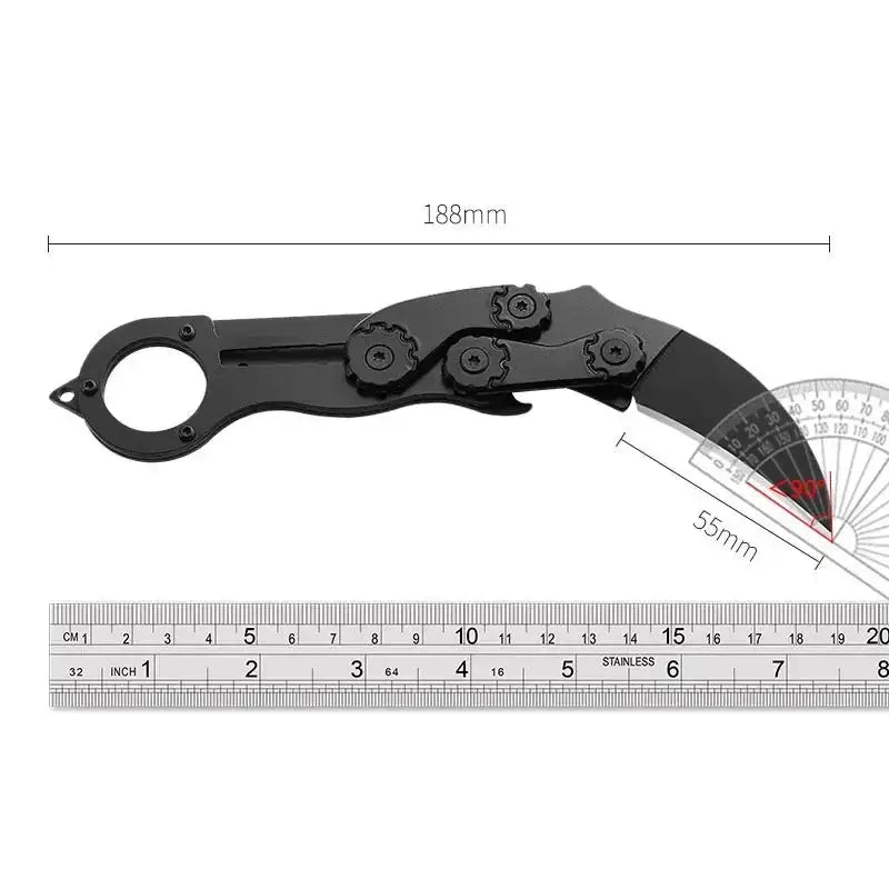 Couteau de Survie Karambit Pliant en Acier Inoxydable avec Lame Courbée - Survie Shop