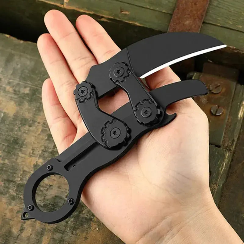 Couteau de Survie Karambit Pliant en Acier Inoxydable avec Lame Courbée - Survie Shop