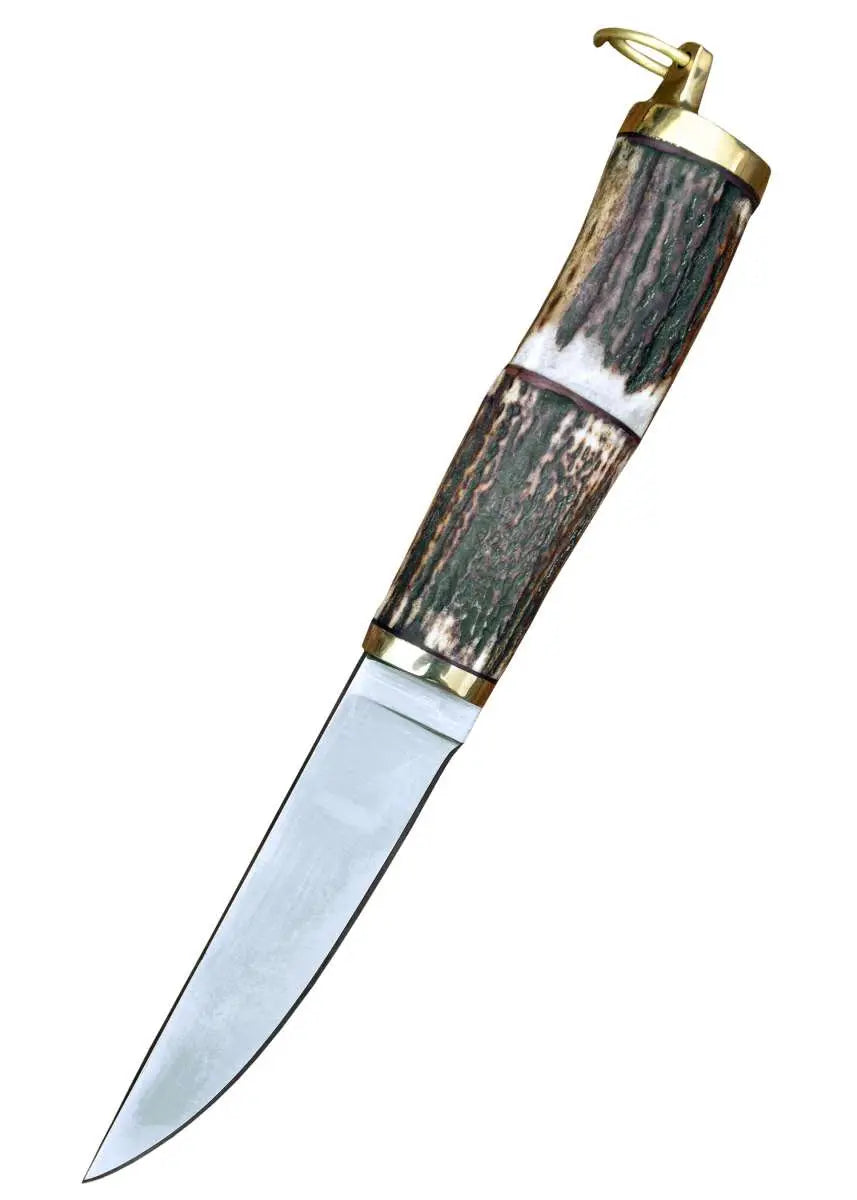 Couteau Viking Corne de Cerf – Acier Carbone – Étui Cuir – Couteau Nordique Scandinave