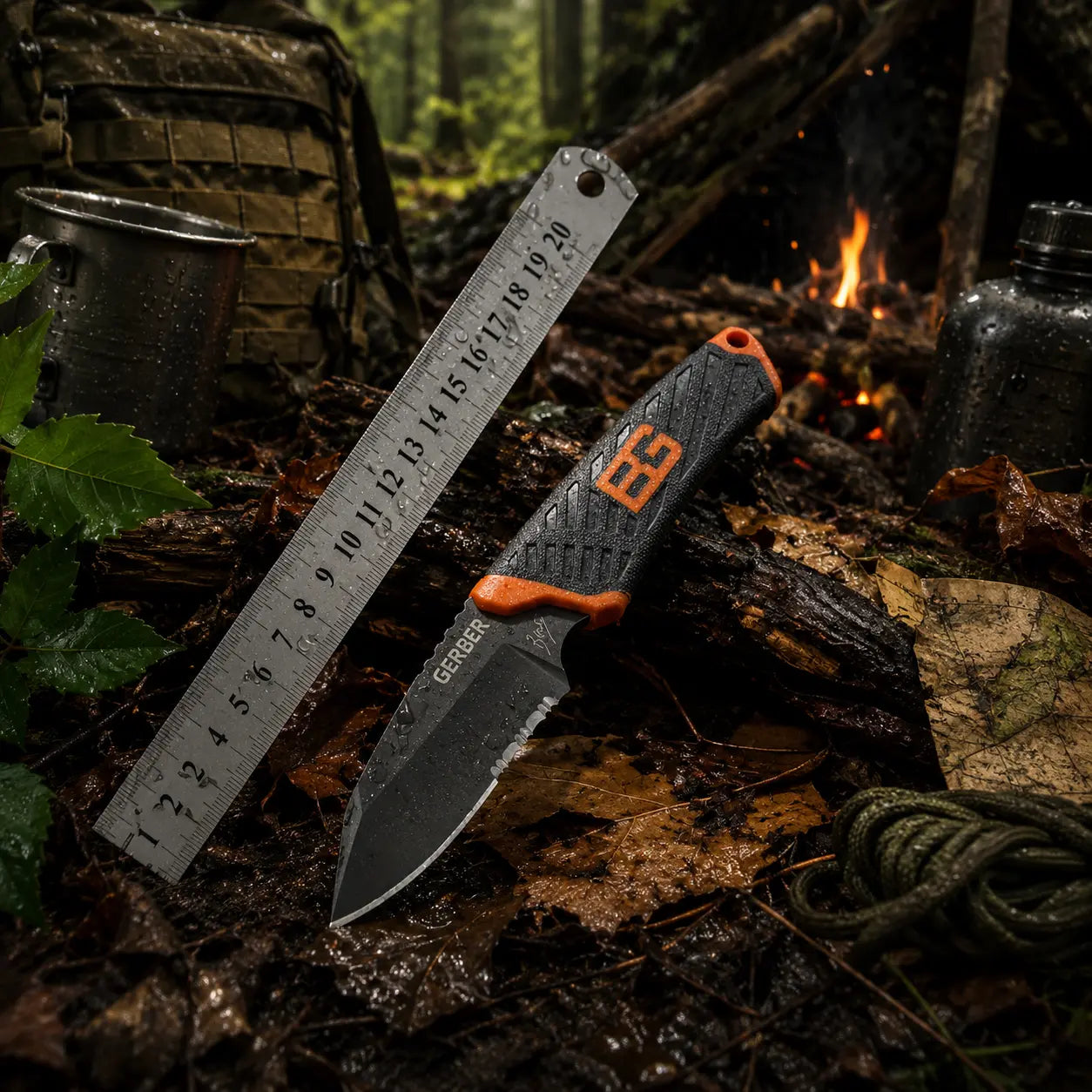 Couteau de Survie GERBER™ Bushcraft & Outdoor | Lame Fixe + Fourreau Rigide