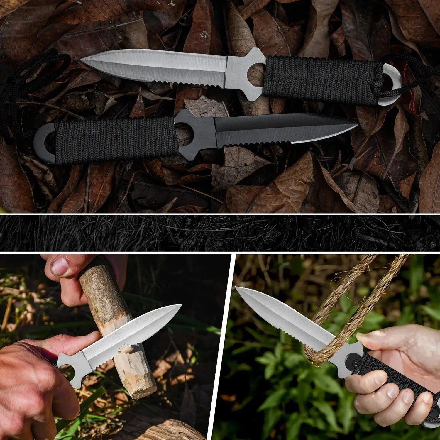 Couteau de Survie Manche Paracorde 2024 Haute Dureté Fourreau ceinture - Survie Shop