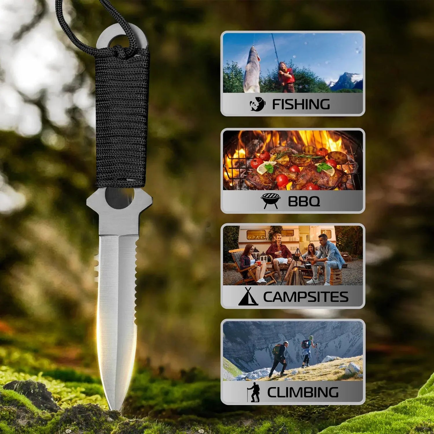 Couteau de Survie Manche Paracorde 2024 Haute Dureté Fourreau ceinture - Survie Shop