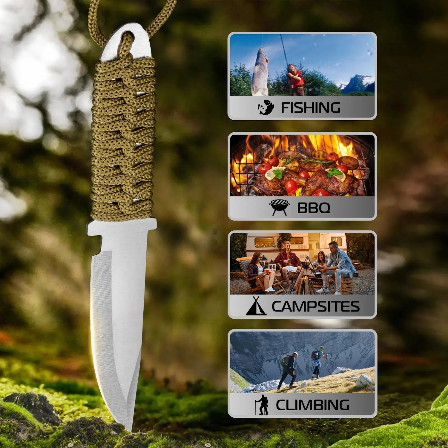 Couteau de poche Survie Paracorde EDC Fourreau tissu - Survie Shop