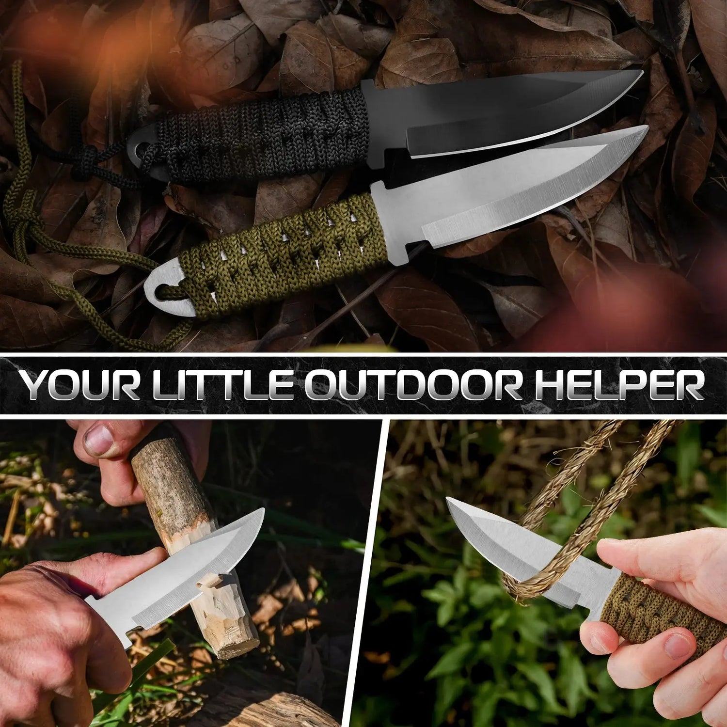 Couteau de poche Survie Paracorde EDC Fourreau tissu - Survie Shop