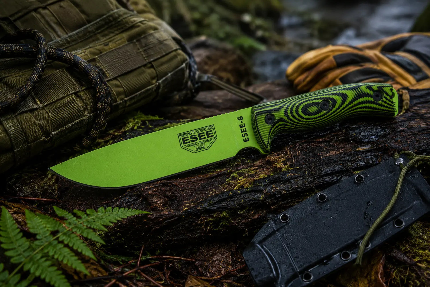 ESEE-6 Orange ou Vert – Couteau de Survie Professionnel en Acier Carbone 1095 | Bushcraft, Camping, Chasse & Outdoor