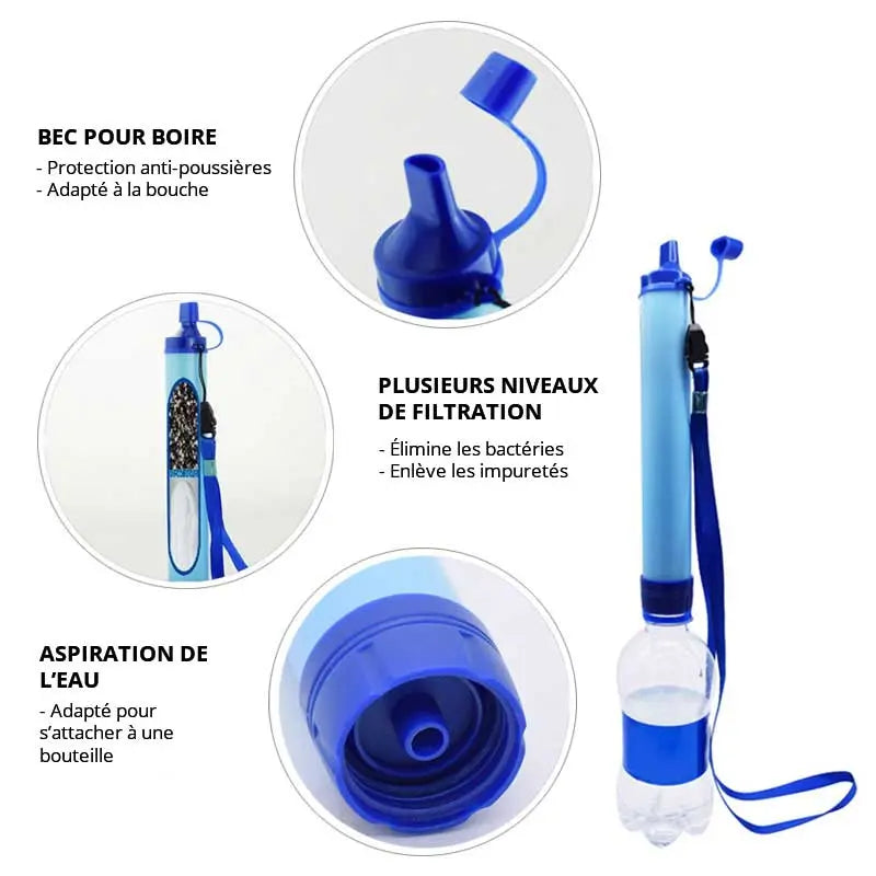 Filtre à Eau Potable Bleu - Survie Shop