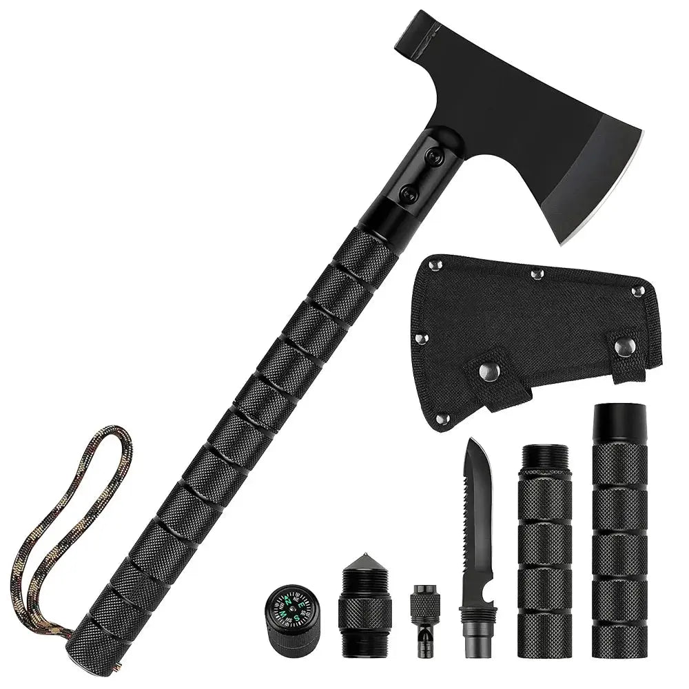 HACHE DE SURVIE BUSHCRAFT & MULTIFONCTION 43cm - LAME TRANCHANTE AVEC MARTEAU - Survie Shop